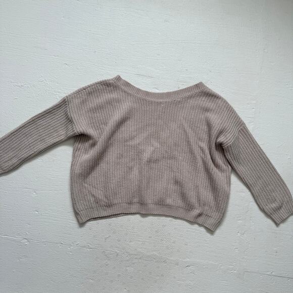 Beige Oversized V Neck Knit Sweater, Size Large XL - Picture 6 of 6